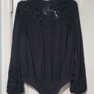 Lace Pieced Thong Bodysuit